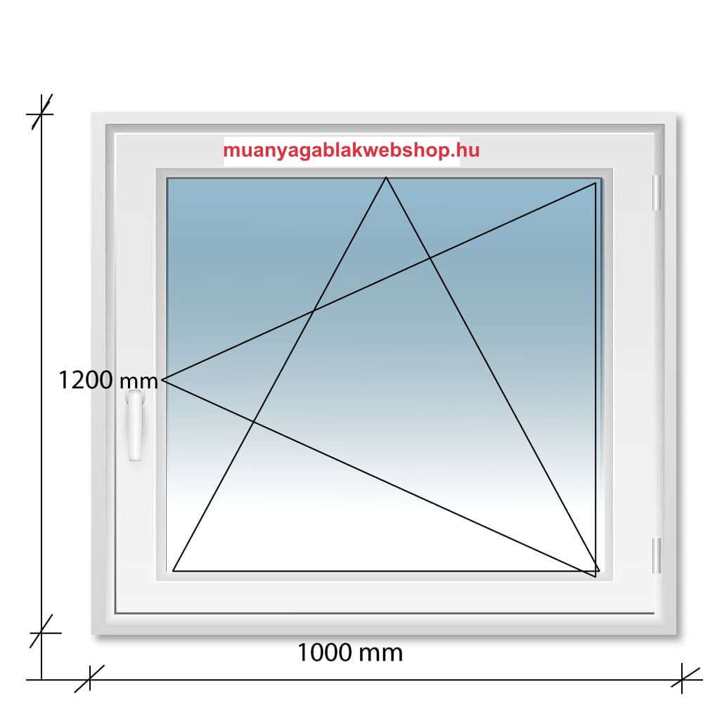 100×120 Bukó-Nyíló műanyag ablak 2 rétegű üvegezéssel termékfotó
