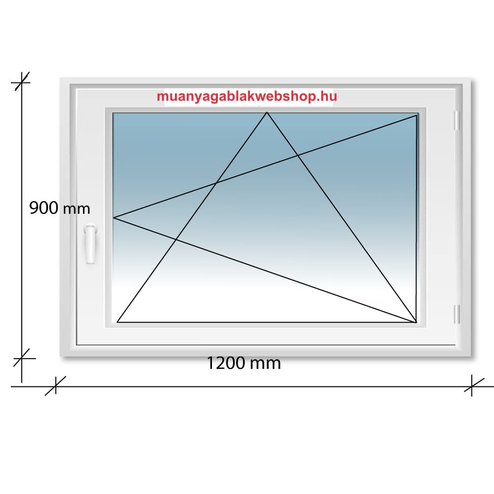 120×90 Bukó-Nyíló műanyag ablak 2 rétegű üvegezéssel termékfotó