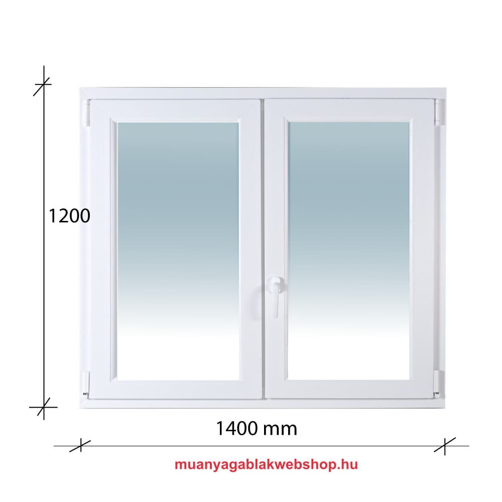 140×120 Kétszárnyas Középen felnyíló + Bukó – Nyíló műanyag ablak 2 rétegű üvegezéssel termékfotó