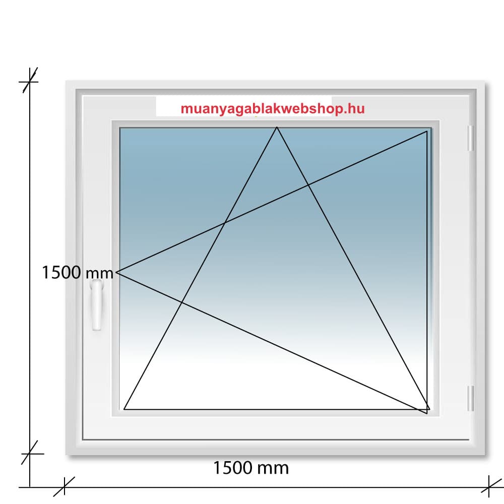 150×150 Bukó-Nyíló műanyag ablak 2 rétegű üvegezéssel termékfotó