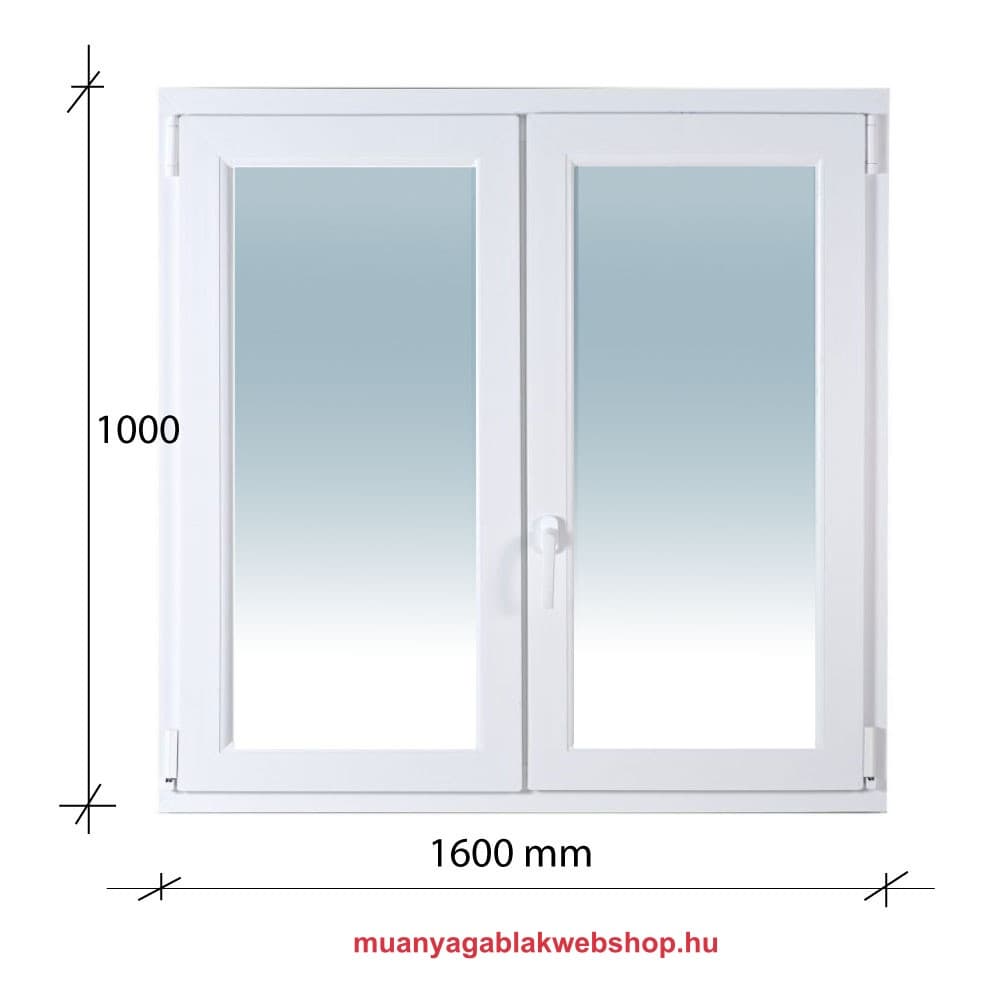 160×100 Kétszárnyas Középen felnyíló + Bukó – Nyíló műanyag ablak 2 rétegű üvegezéssel termékfotó