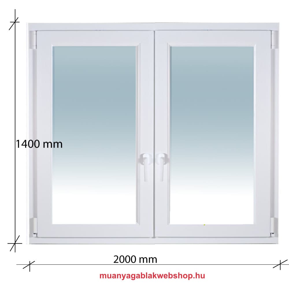 200×140 Kétszárnyas Tokosztott Bukó – Nyíló műanyag ablak 2 rétegű üvegezéssel termékfotó