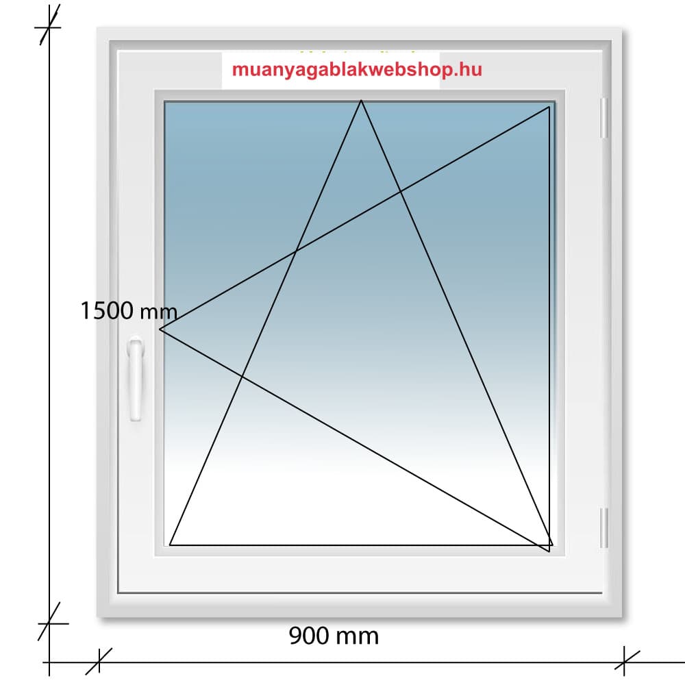 90×150 Bukó-Nyíló Decco 71 műanyag ablak 2 rétegű üvegezéssel termékfotó