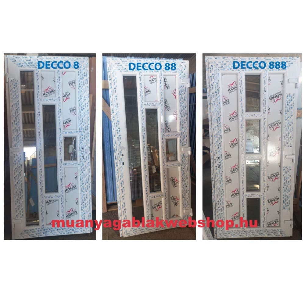 Decco Fehér Műanyag bejárati ajtó | Kívül Bronz | Belül Tiszta üvegezés Egyedi méret szerint