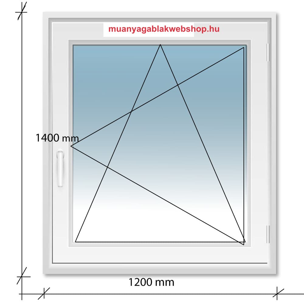 120×140 Bukó-Nyíló műanyag ablak 2 rétegű üvegezéssel termékfotó